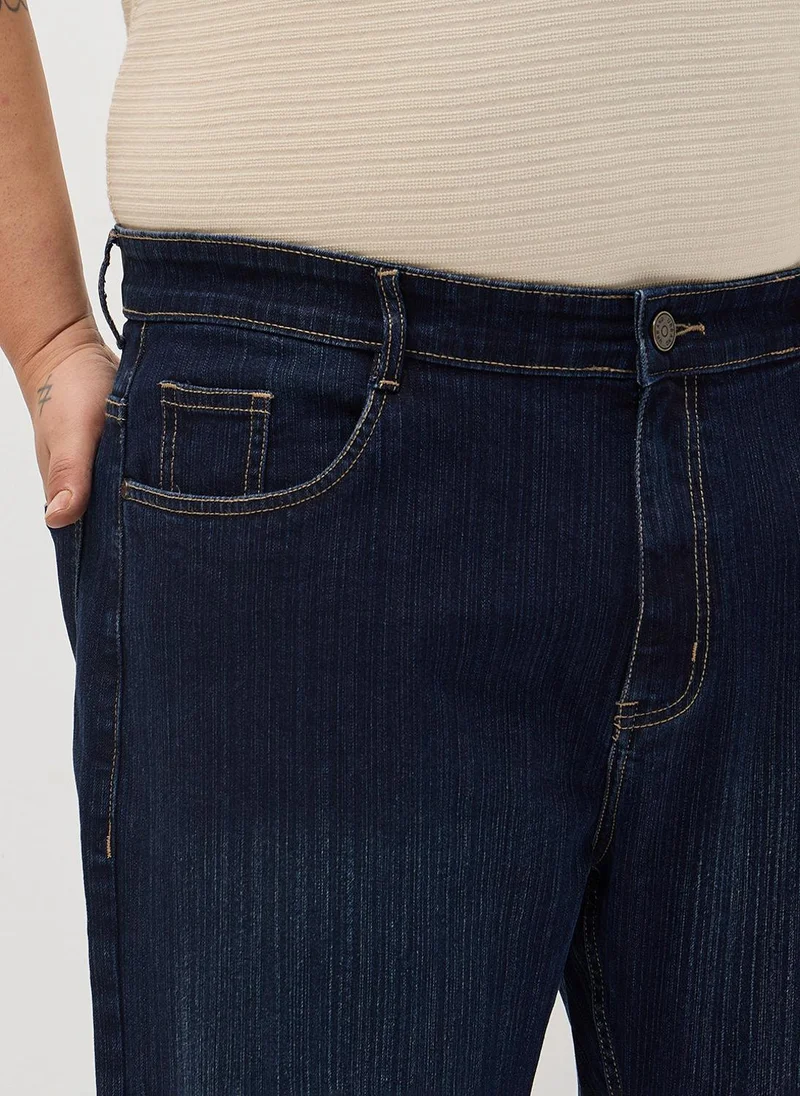 Urbano Fashion  Urbano Plus Men's Dark Blue Straight Fit Washed Denim Jeans Stretchable for Men | Best Price UAE